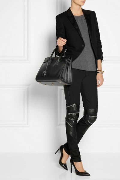 classic small sac de jour bag in black leather  