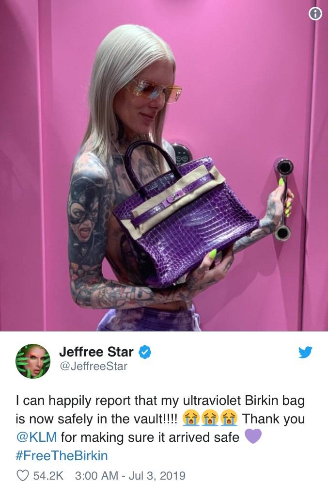 YouTuber Jeffree Star Loses Rare $60,000 Birkin for 3 Days After Checking the Bag in With ...