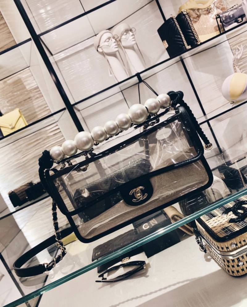 clear chanel bag with sand