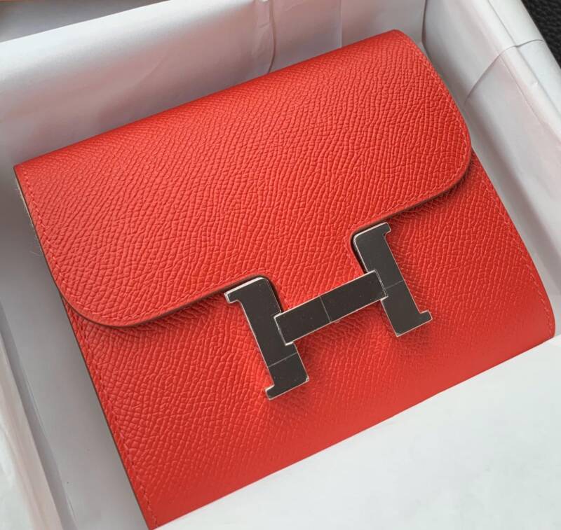 Hermes Constance Wallet Epsom Leather Gold Hardware In Red