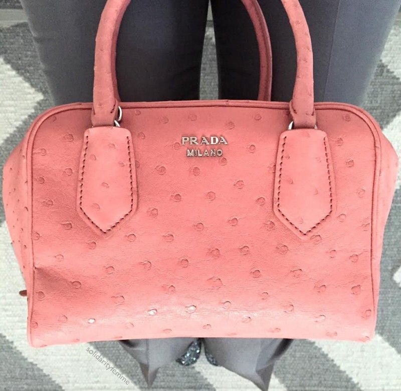 prada bag with red inside