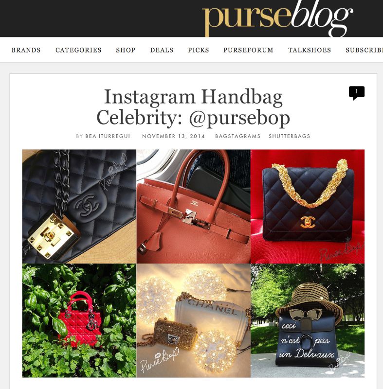 PurseBop Named Instagram's Handbag Celebrity