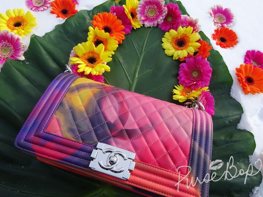 Chanel gift bag with Flower - signs of wear shown in