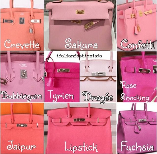 leather hermes pink color chart