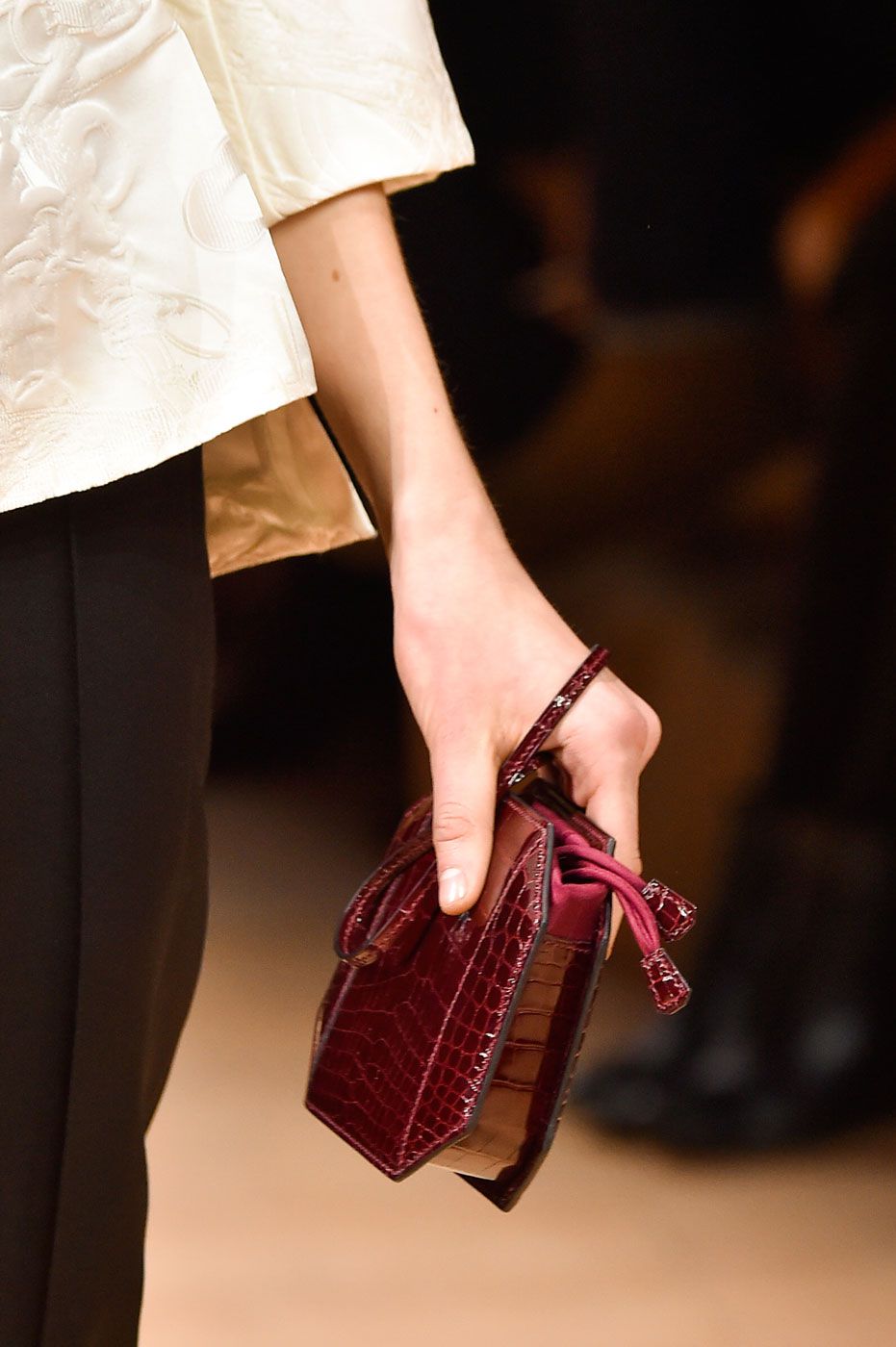 Hermes-Burgundy-Crocodile-Sac-Poudrier-Compact-Clutch-Bag-Fall-2015-Runway