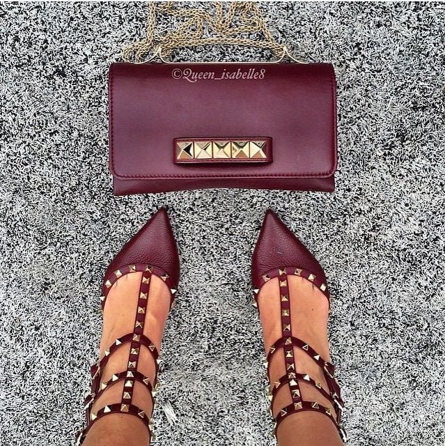 Burgundy valentino hot sale shoes