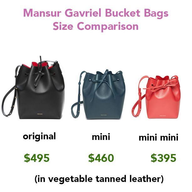 mansur gavriel bucket bag size comparison