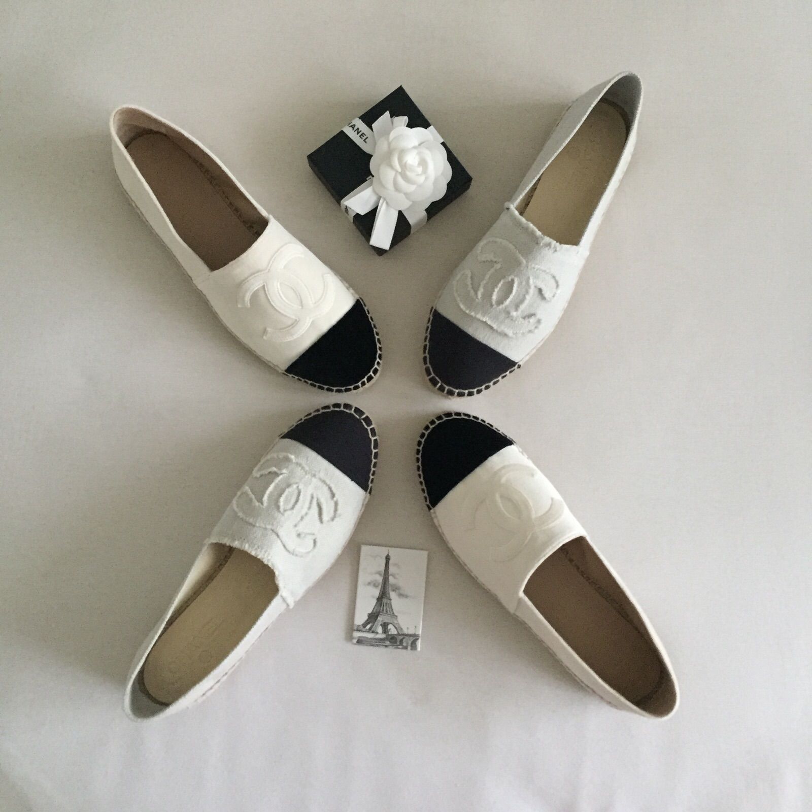 Sold at Auction: Chanel, Chanel Espadrilles Lambskin Camellia Shoes Size 37