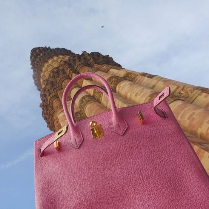 Hermes Birkin 25 Handbag 5P Pink And U4 Vert Vertigo Chevere GHW