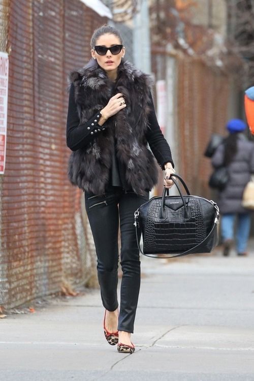 Olivia-Palermo-croc-Givenchy-bag-fur-vest