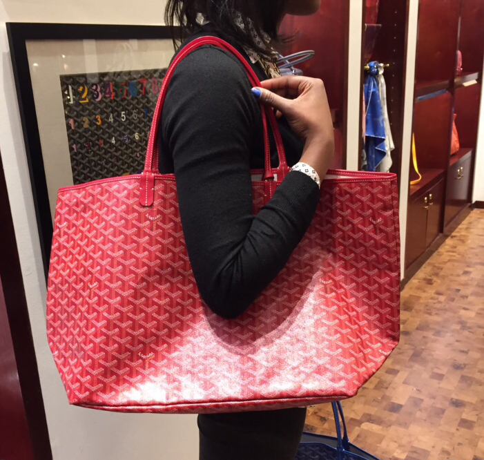 GOYARD Saint Louis GM Canvas Tote Shoulder Bag Red