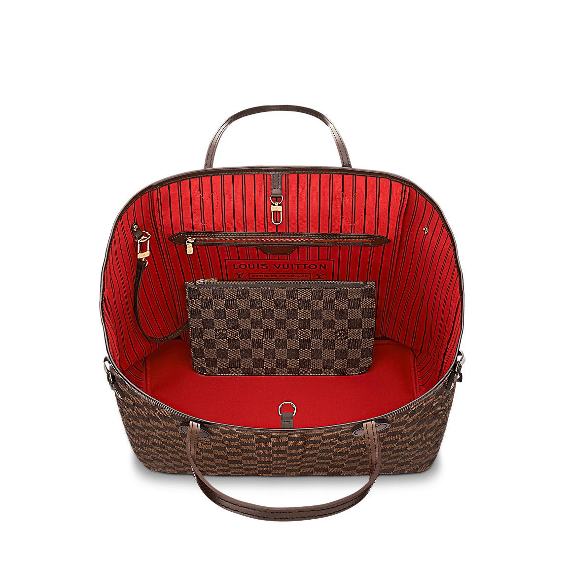 Louis Vuitton Damier Ebene Neverfull MM Red Interior - A World Of