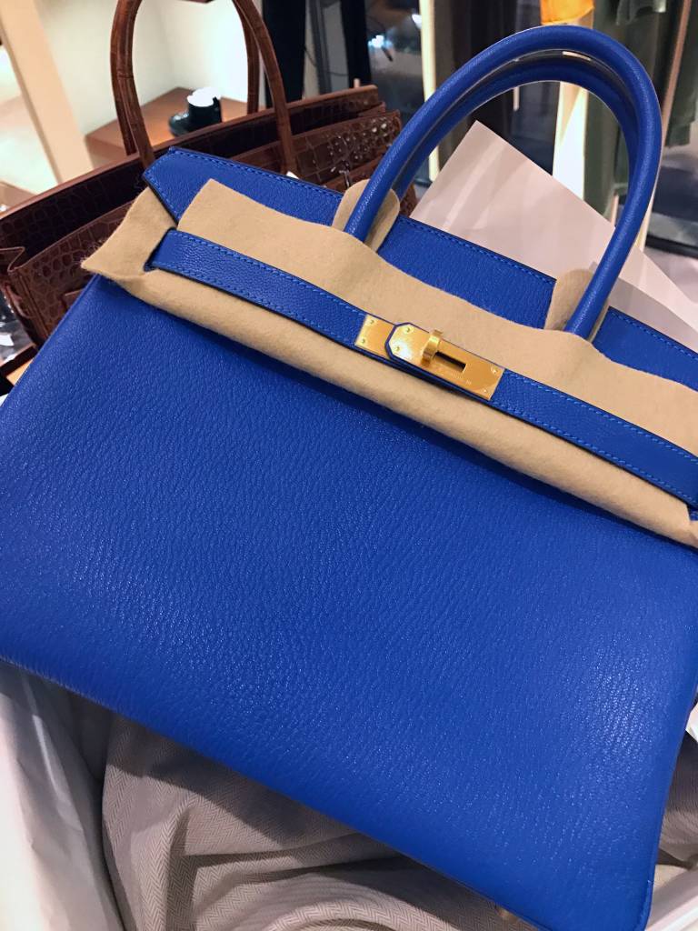 Hermes Birkin 25 Bag Blue Hydra Togo SHW