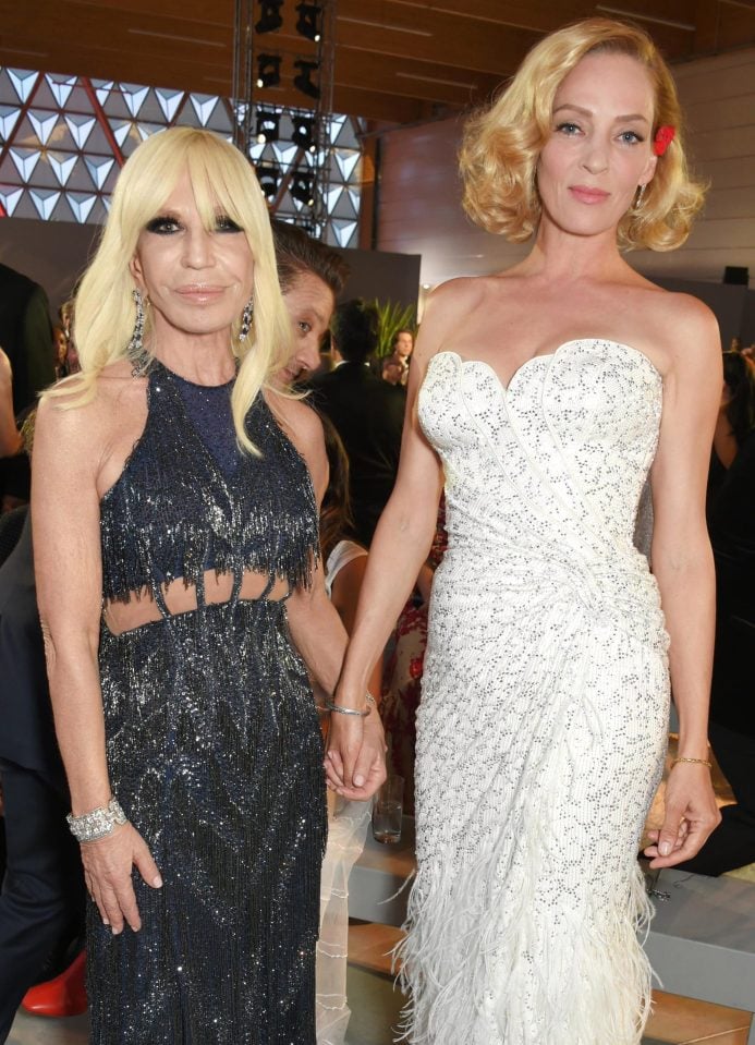 Donatella Versace and Uma Thurman. Photo courtesy: The Sun