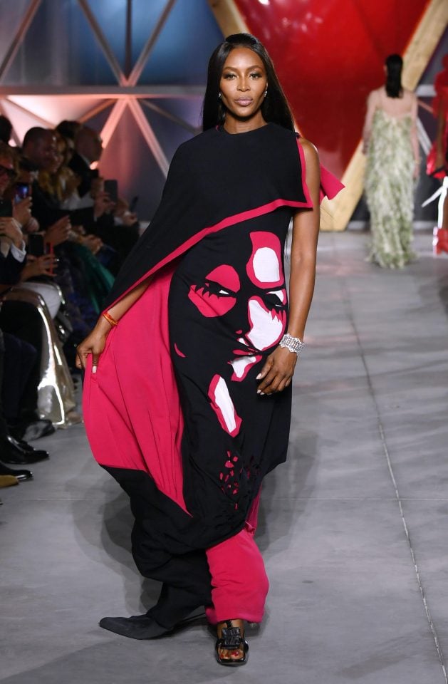 Naomi Campbell on the catwalk. Photo courtesy: The Sun