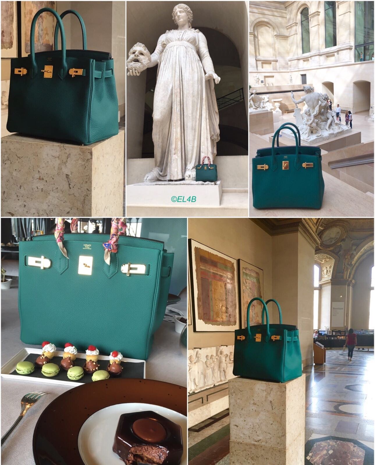 HERMES BIRKIN bag 30 Emerald Green Blue Izmir Crocodile bi color horseshoe