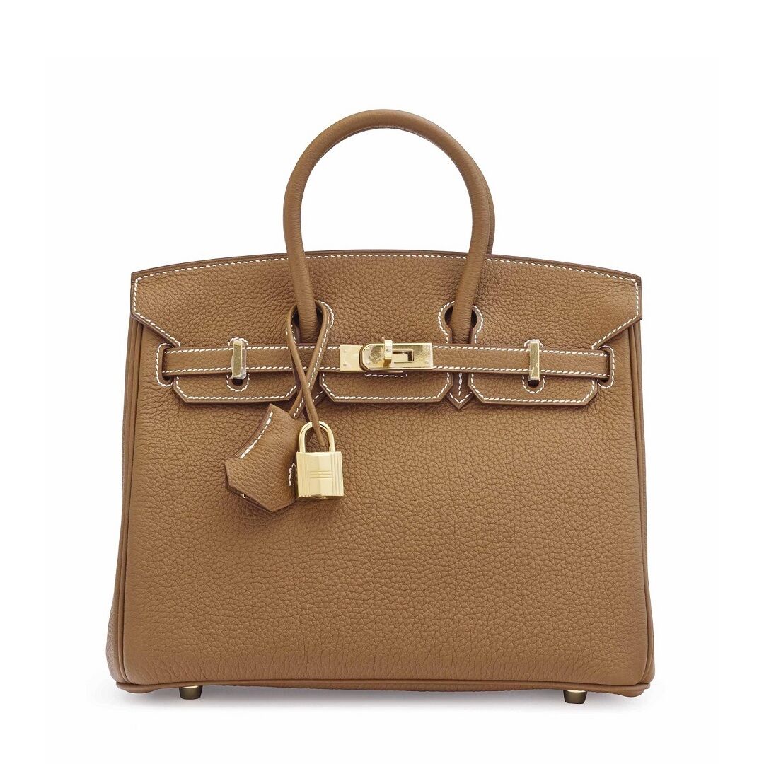 A GOLD TOGO LEATHER BIRKIN 25 WITH GOLD HARDWARE