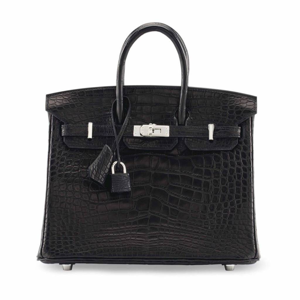 A MATTE BLACK ALLIGATOR BIRKIN 25 WITH PALLADIUM HARDWARE SM