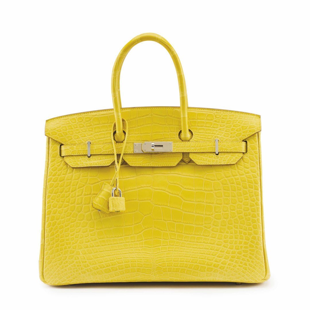 A MATTE MIMOSA ALLIGATOR BIRKIN 35 WITH PALLADIUM HARDWARE sm