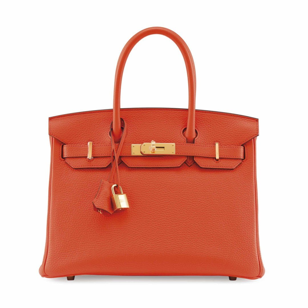 AN ORANGE POPPY TOGO LEATHER BIRKIN 30 WITH GOLD HARDWARE sm