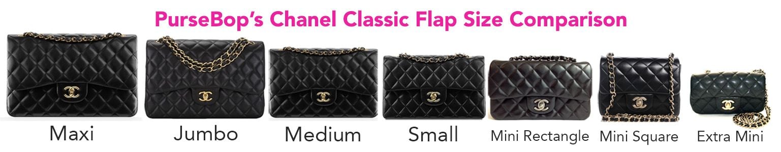 chanel classic flap bag size