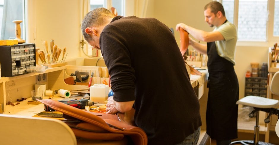 Inside the saddle-making atelier at 24 Rue du Faubourg Saint-Honoré. Photo courtesy: Equestrian Living