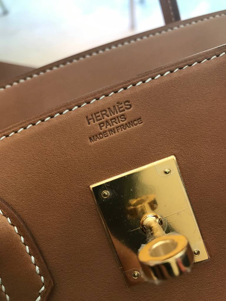 HERMES KELLY 35 Supple Bag BLEU LIN gold hardware. Beautiful new