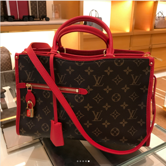 LOUIS VUITTON Popincourt PM Monogram Red Leather Shoulder Tote Bag