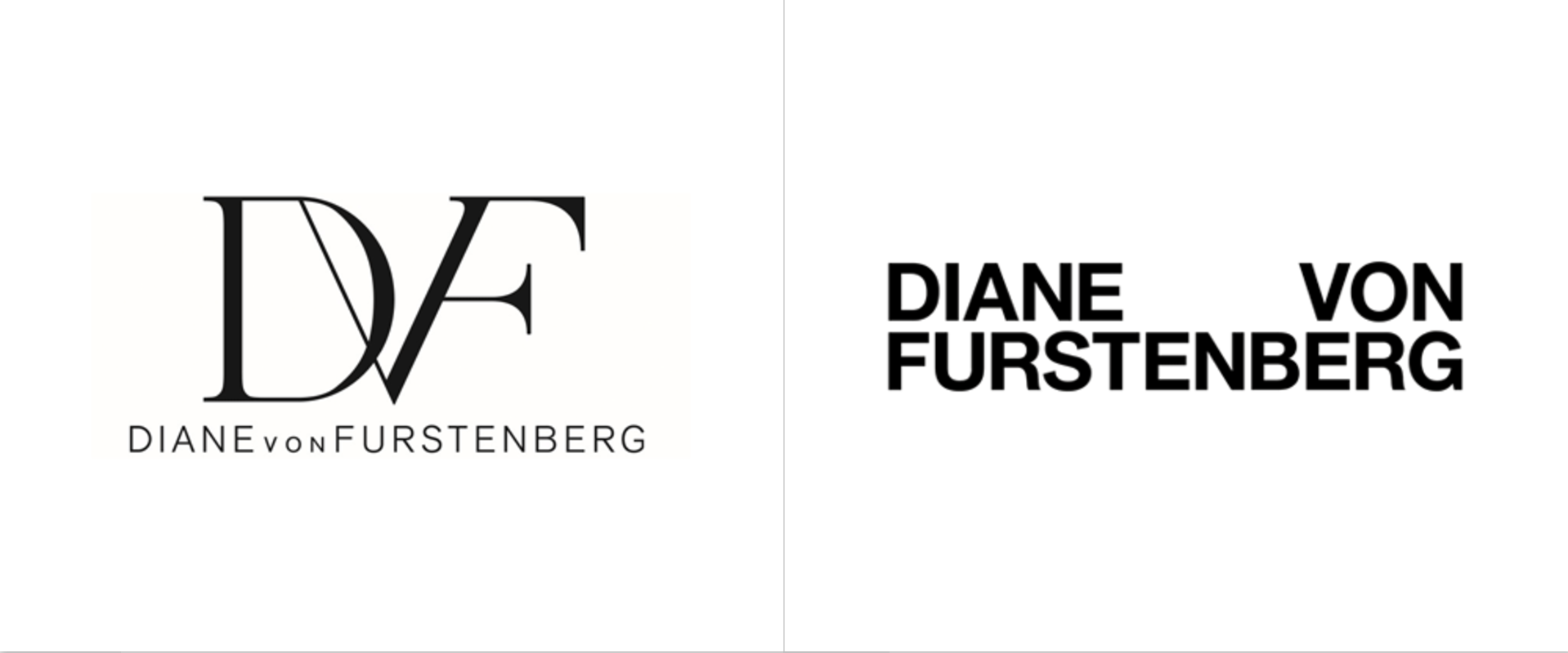 Diane von Furstenberg: Old vs. New Logo. Photo courtesy: Jonny Lu Studio