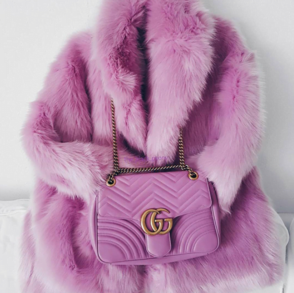 2020 Gucci Pink Leather Marmont 26 Bag