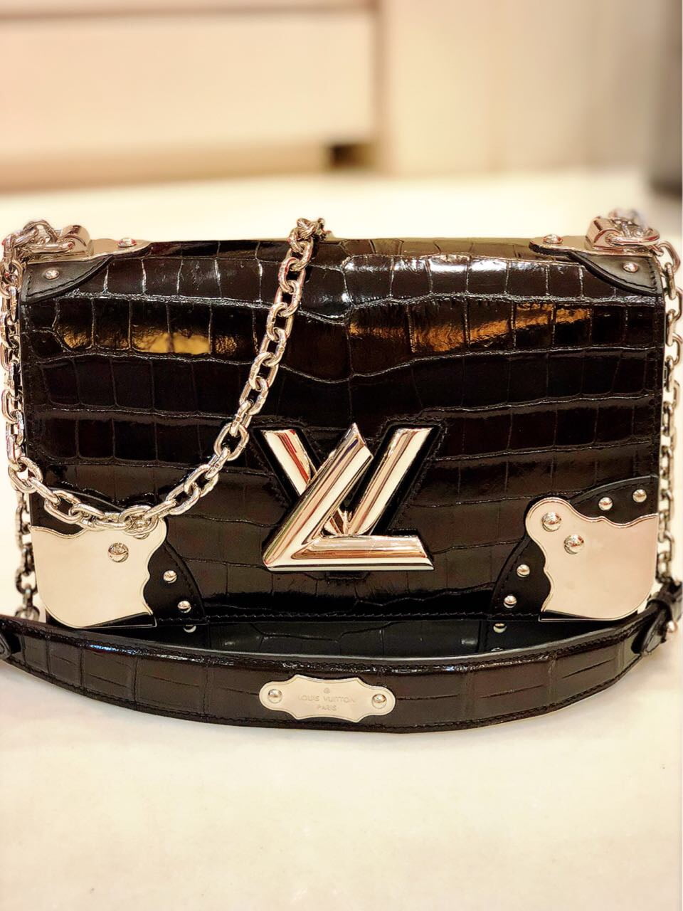 Louis Vuitton Black and Silver Monogram Eclipse Coated Canvas Custom Vanity Trunk Ruthenium Hardware, 2018, Womens Handbag