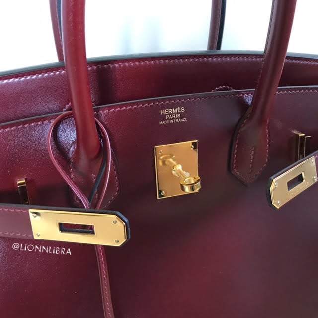 Hermes Rouge H Box Leather Sellier Birkin 25 Gold Hardware Handbag