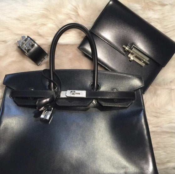 Hermes Birkin 30 Black Box Leather Bag Palladium Hardware