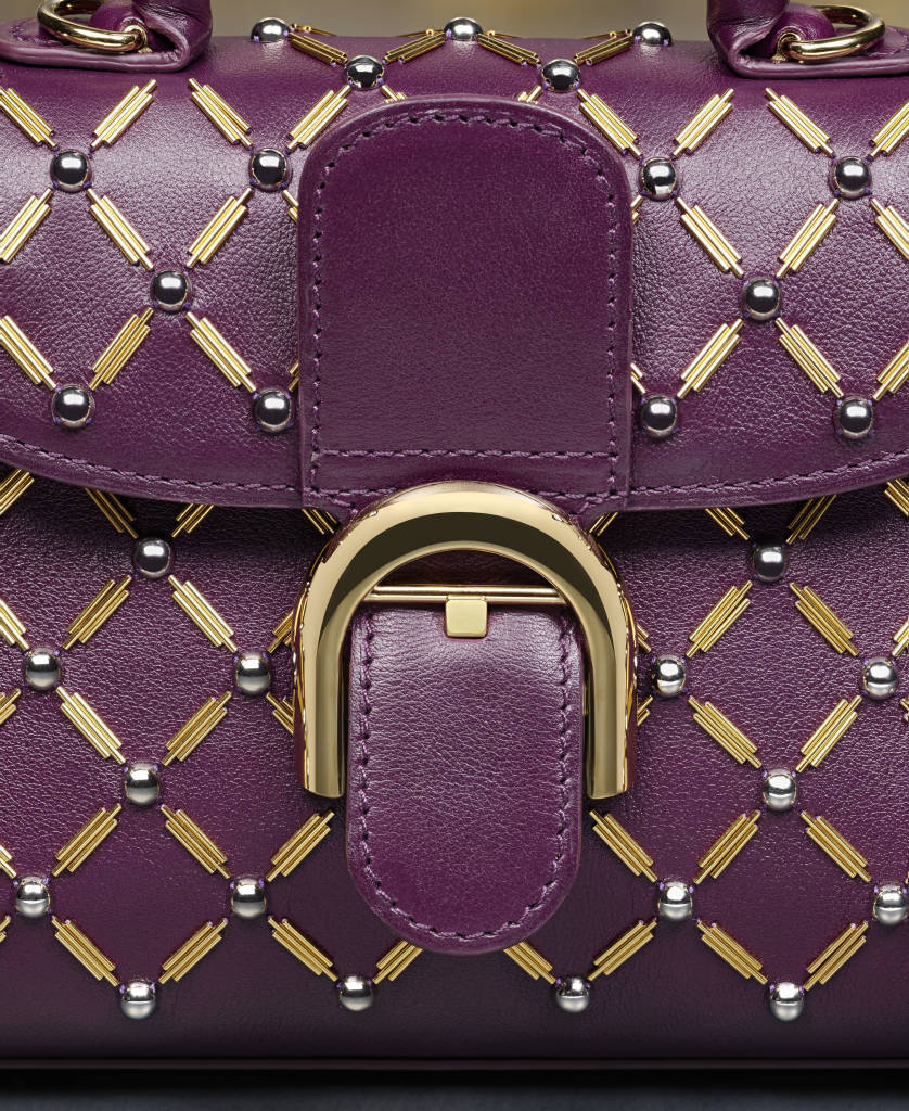 Delvaux Gold/Purple Leather Iron Shield Mini Madame Crossbody Bag Delvaux