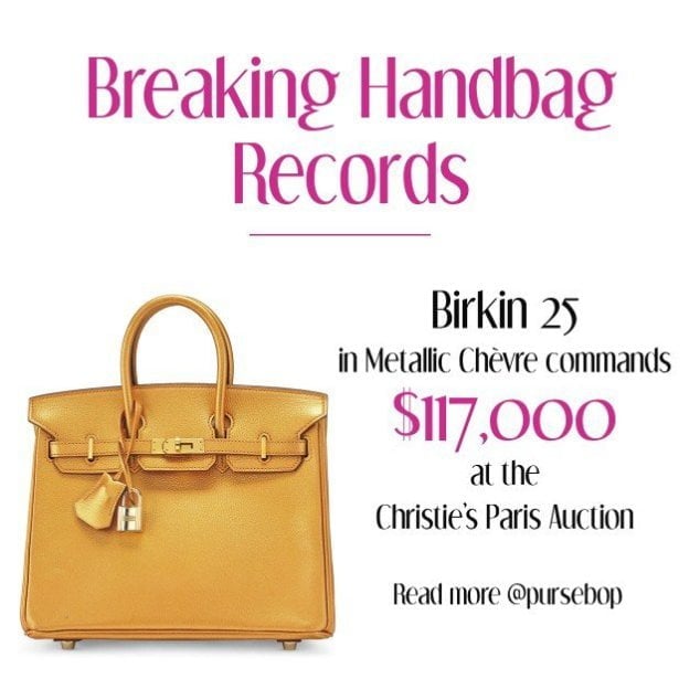 The world record for a leather Birkin sold at auction