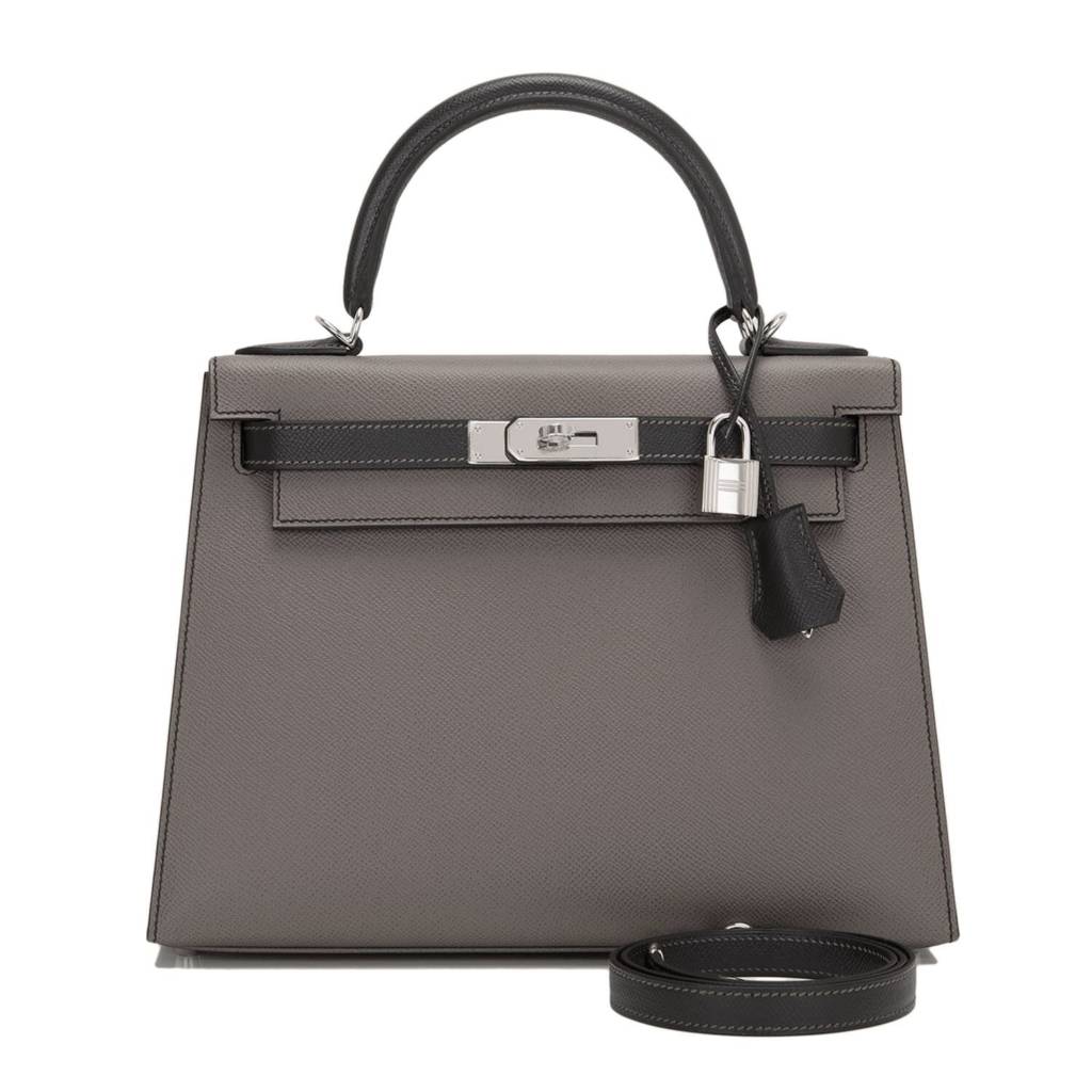 Hermes Kelly 35 Retourne Togo Leder Etain Gris Mouette Hardware Palladium