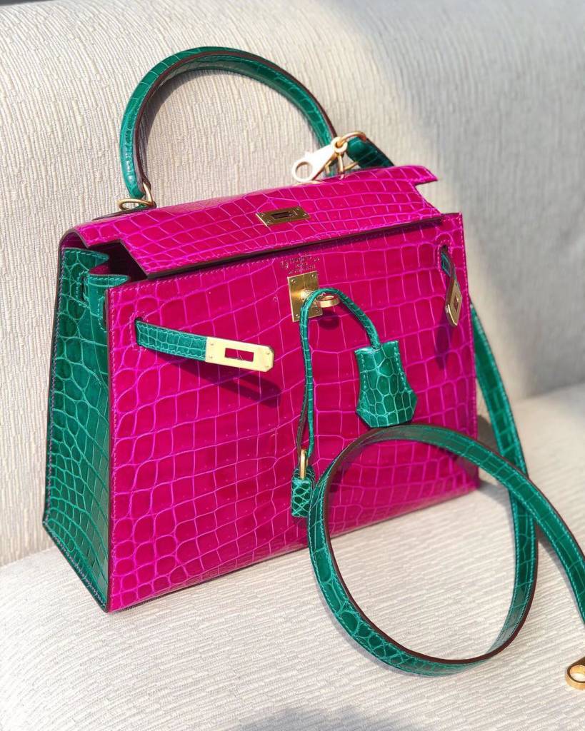 Hermes Mini Kelly Sellier Special Order Ostrich 5J Fuchsia Pink/Purple