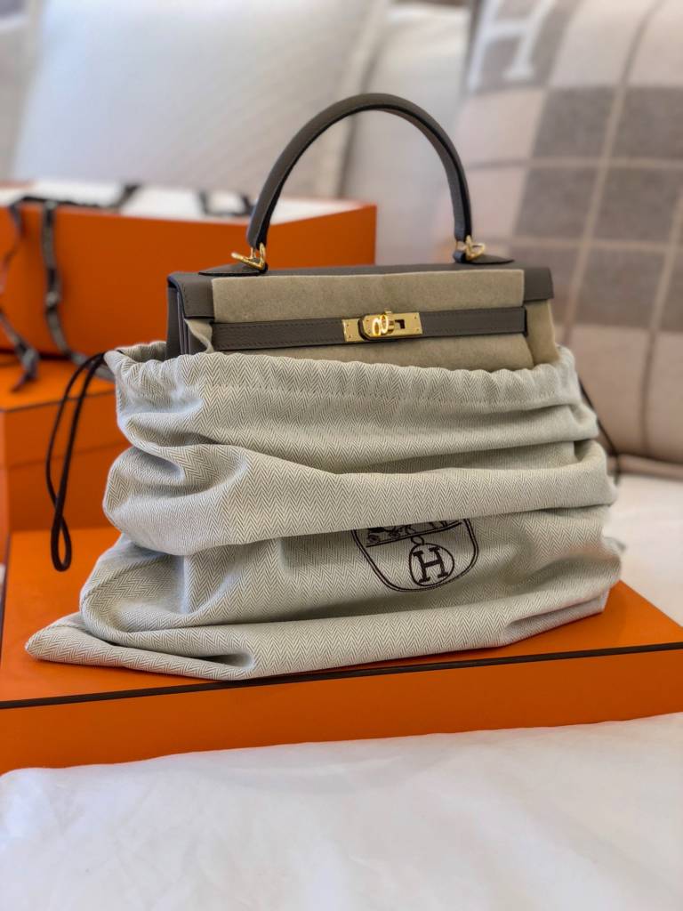 Hermes Kelly 25 Gris Asphalt retourne