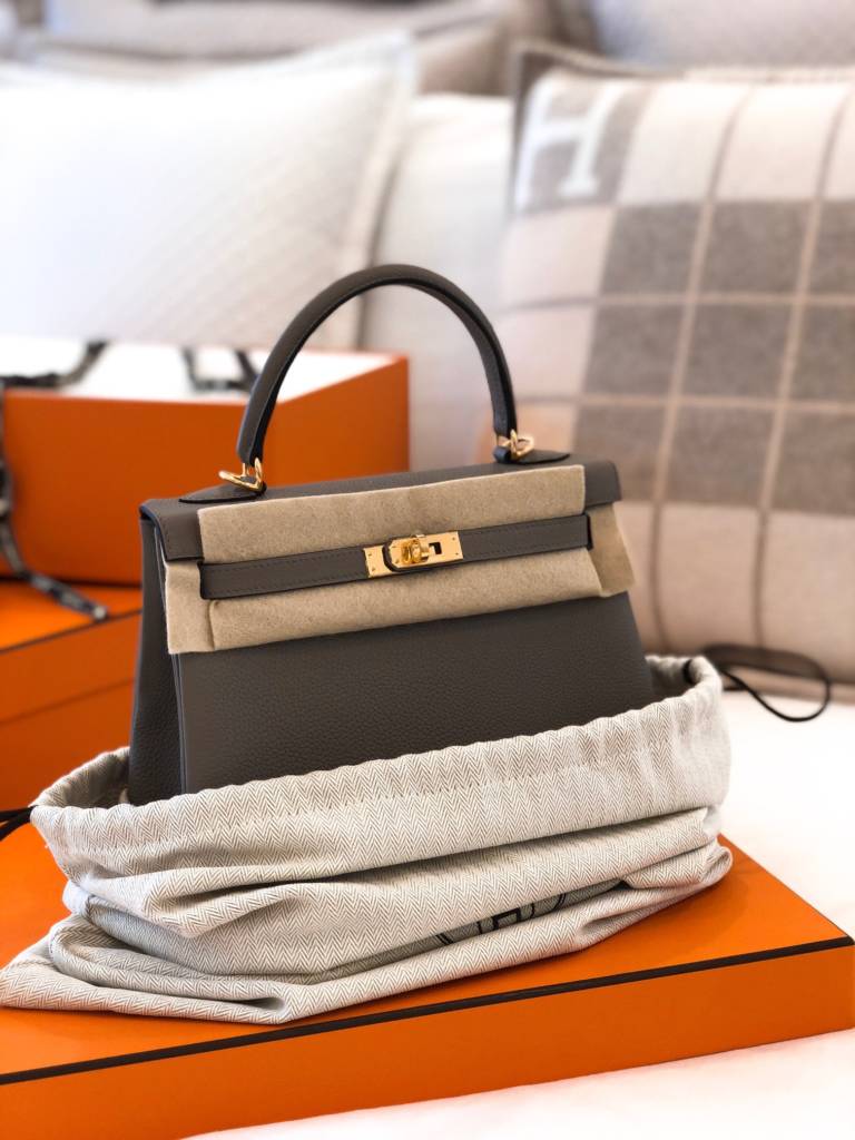 Hermes Kelly 25 Gris Asphalt retourne