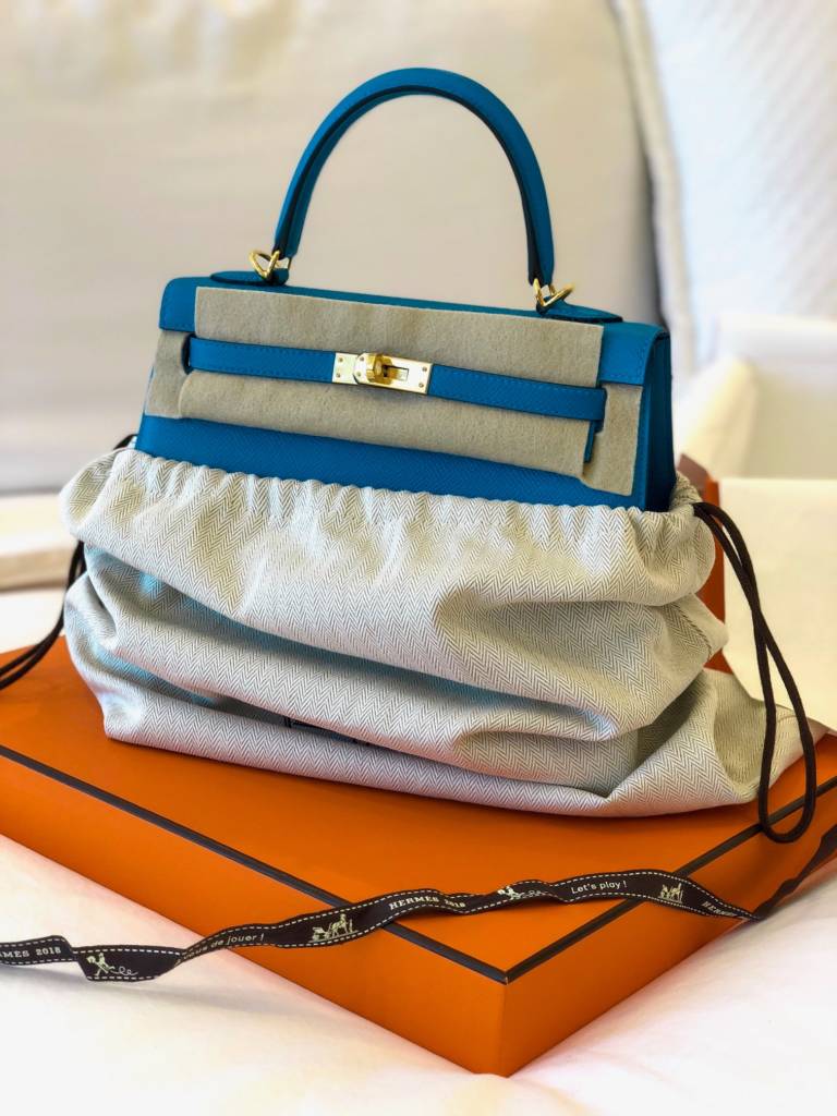 Hermes Kelly 25 Sellier Blue Zanzibar