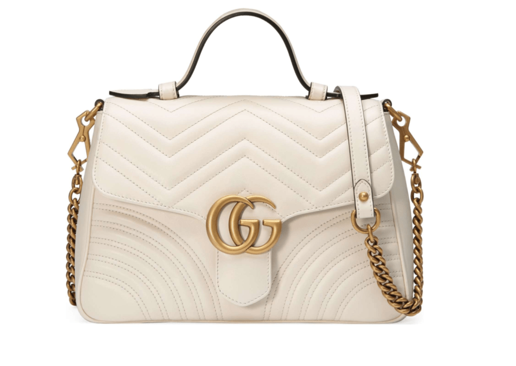 Gucci GG Marmont white gold luxury handbag