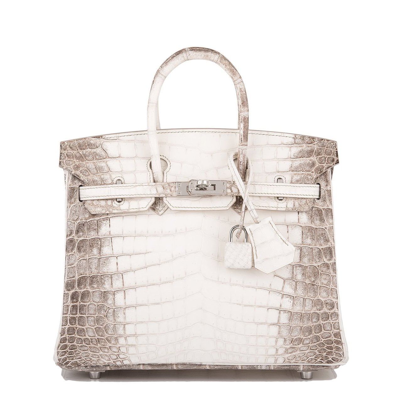 Hermes White Matte Niloticus Himalayan Crocodile Birkin 25cm