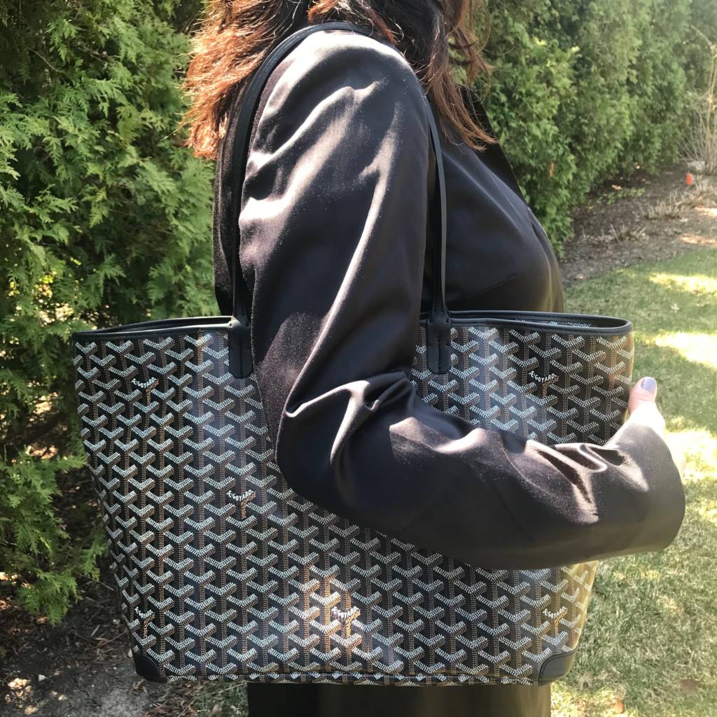 st louis tote black leather