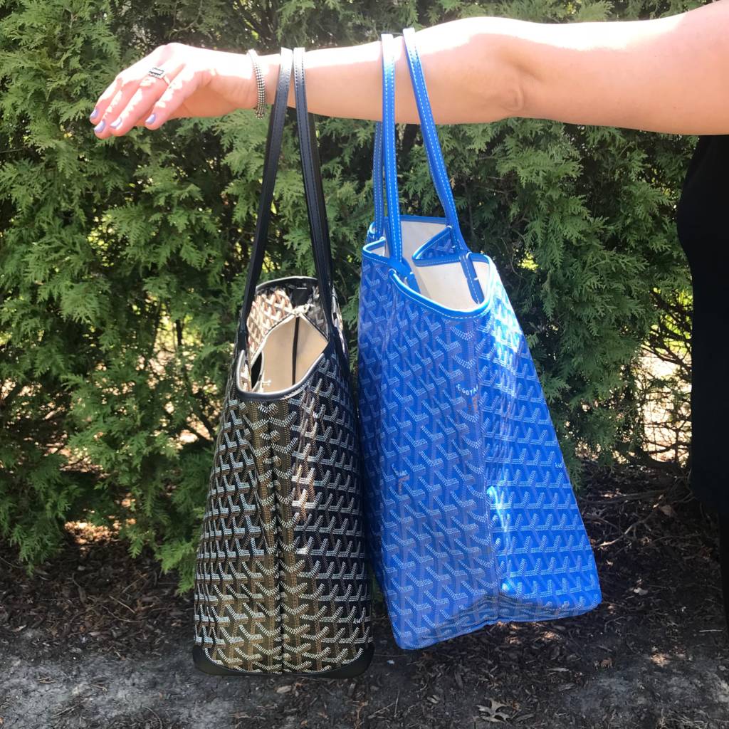 comparison of goyard saint louis tote GM blue goyard artois tote mm