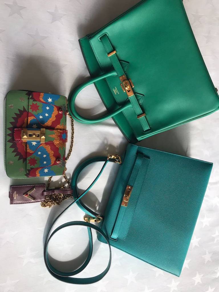 Hermes Kelly 28 Sellier Vert Vertigo Emerald Exotic Ostrich PHW Handbag in  Box