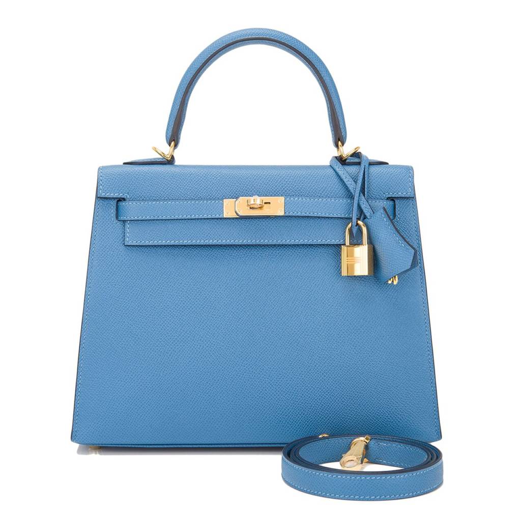 Hermes Kelly Blue Sapphire 25cm, Clemence with Gold