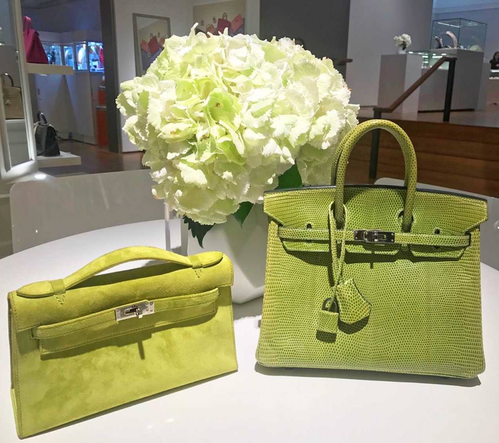 Hermes Birkin 25 Bag Vert Anis Lizard Palladium Hardware For Sale