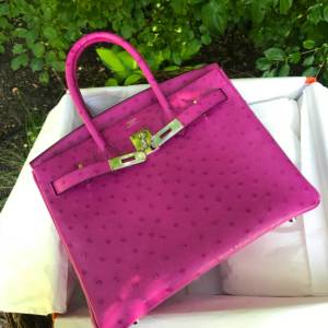 Hermes Rose Pourpre Ostrich birkin 30 pursebop birthday baggie hermes fsh hermes ostrich