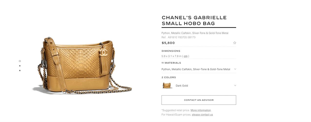 Pricing at chanel.com on June 29, 2018