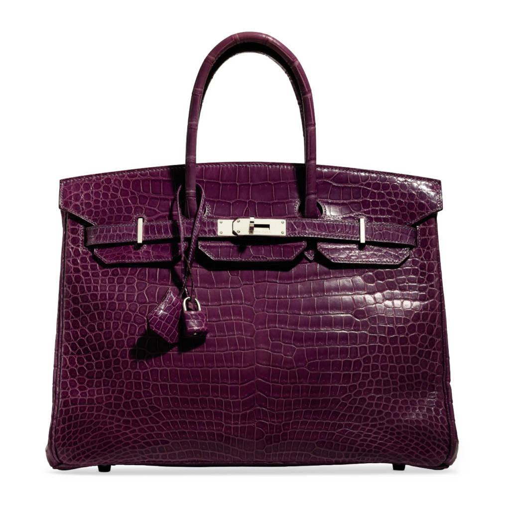 A SHINY VIOLET NILOTICUS CROCODILE BIRKIN 30 WITH PALLADIUM HARDWARE